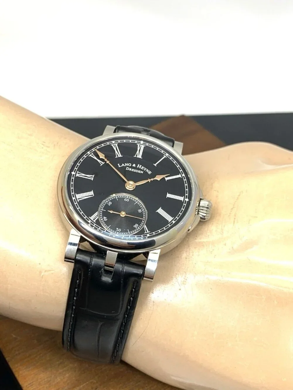 Lang & Heyne Friedrich III Men's Watch German Manual Black Dial Steel Case 39mm